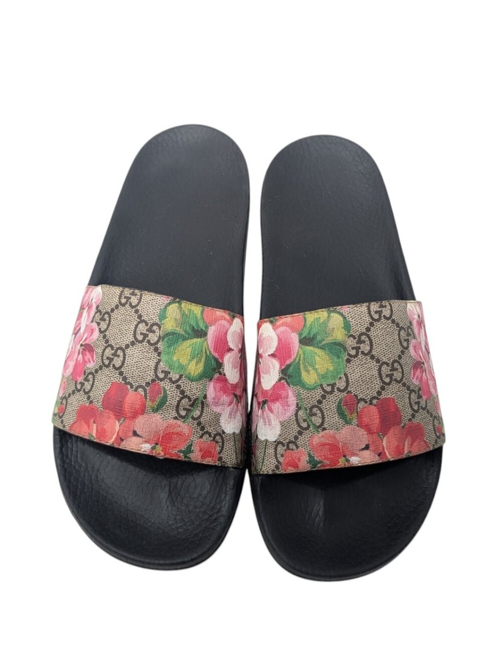 Gucci GG Web Supreme Bloom Pursuit Floral Slide Sandals Size EU 40